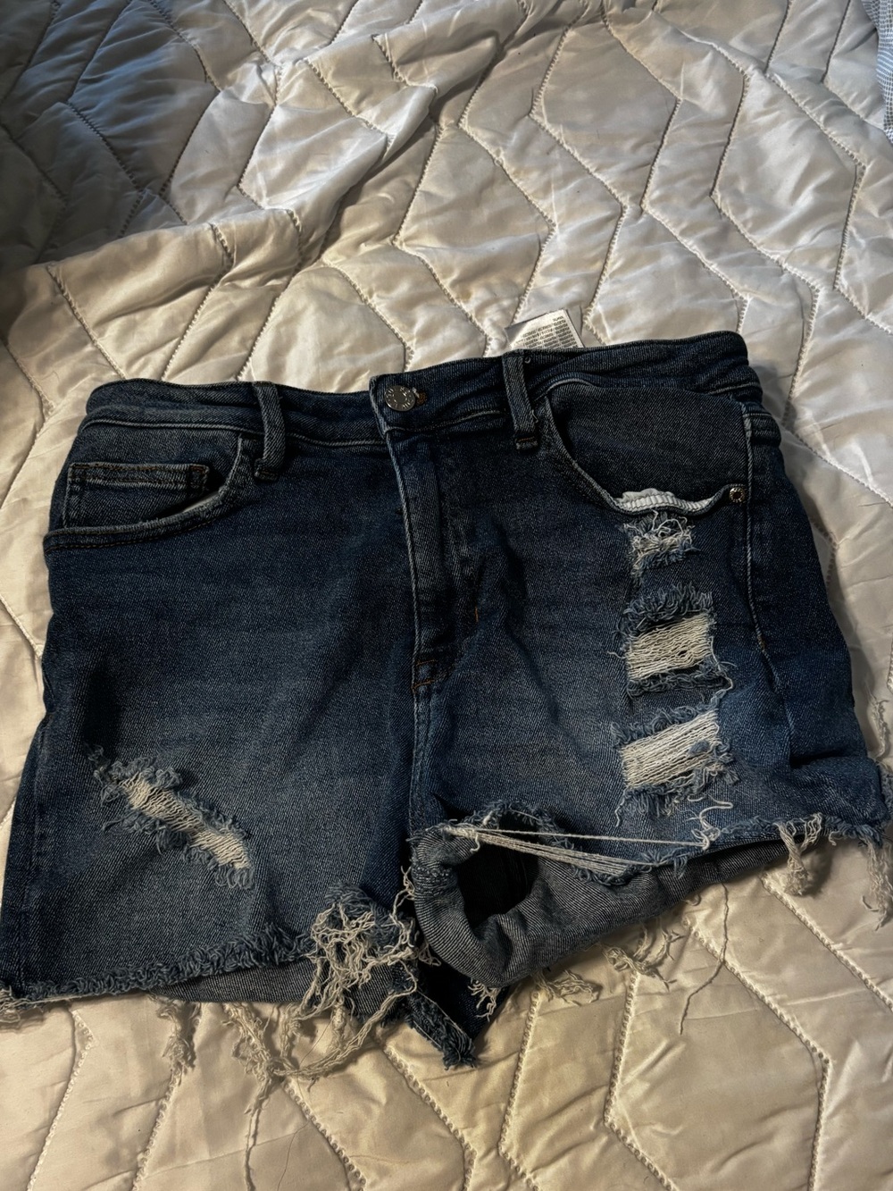 Guess Dark Blue Distressed Denim Shorts